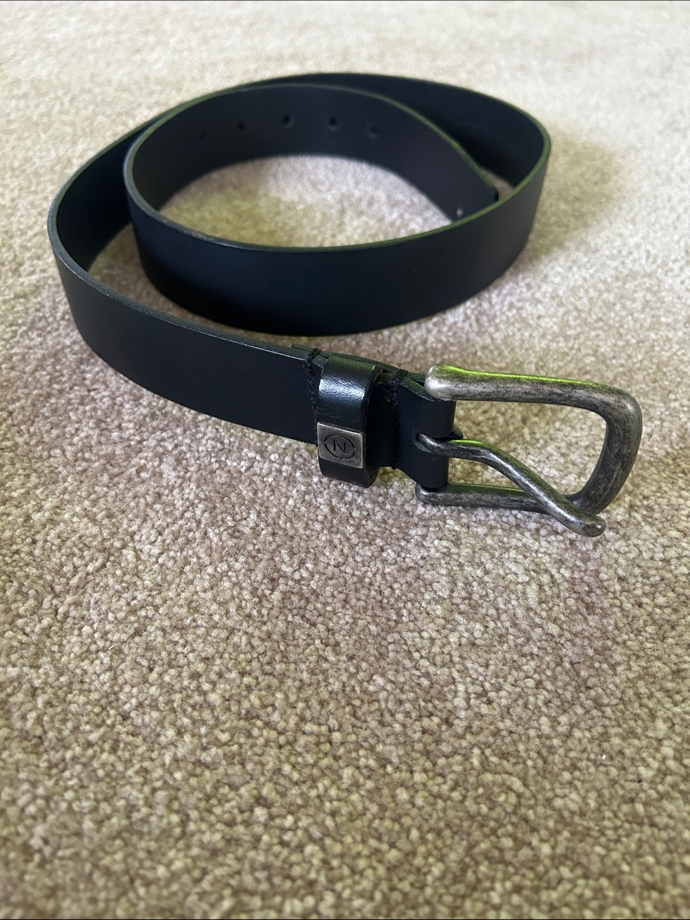 ❤️ 3/$18 Men's Nautica Black Leather Belt with Brushed Metal Buckle